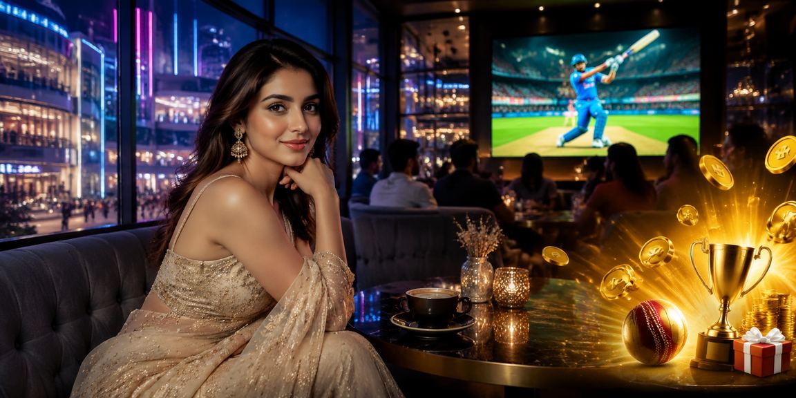 Indian cricket betting scene with Bollywood flair and crowds