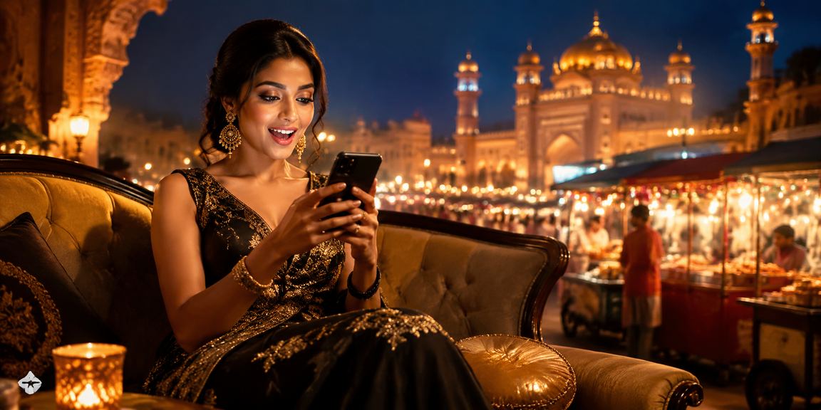 Lucknow old city night market with mobile casino gaming